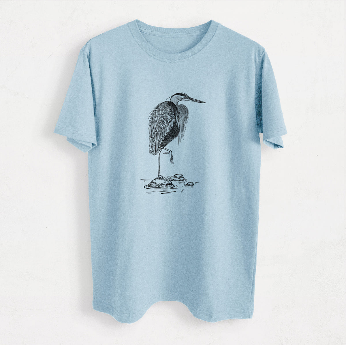 Ardea herodias - Great Blue Heron - Heavyweight Men&#39;s 100% Organic Cotton Tee