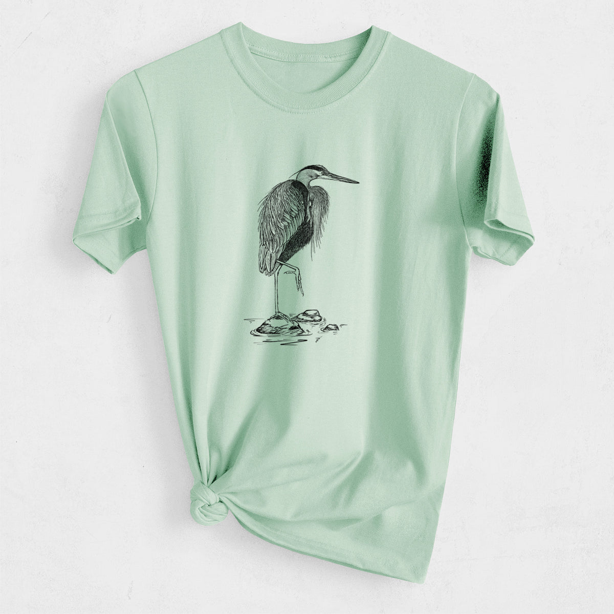 Ardea herodias - Great Blue Heron - Heavyweight Men&#39;s 100% Organic Cotton Tee