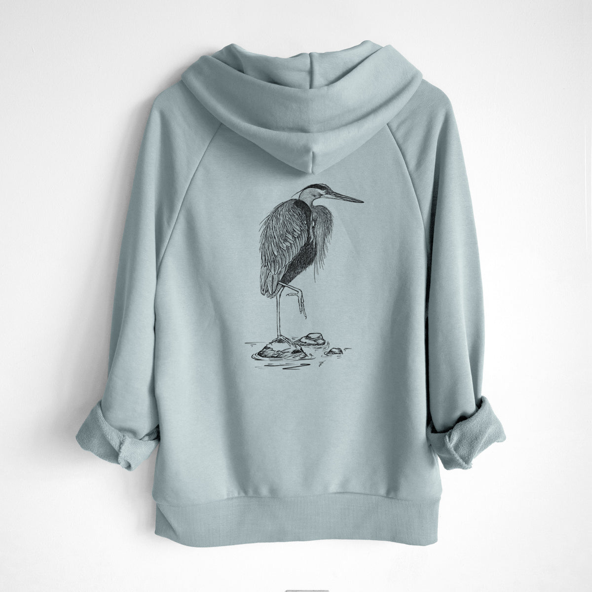 Ardea herodias - Great Blue Heron - UltraLuxe Heavyweight French Terry Hoodie