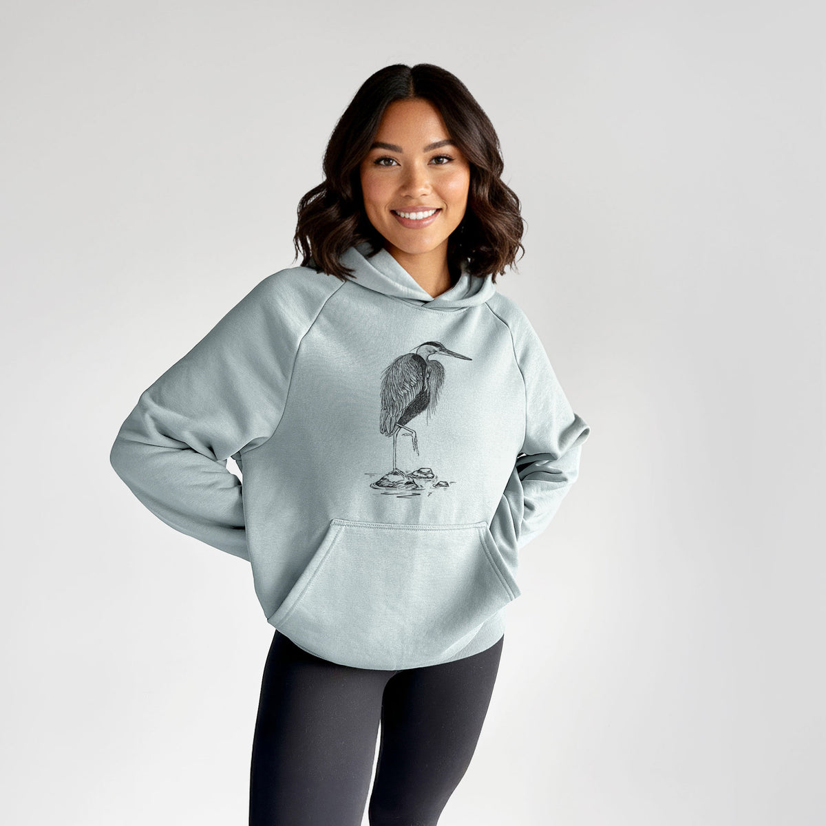 Ardea herodias - Great Blue Heron - UltraLuxe Heavyweight French Terry Hoodie