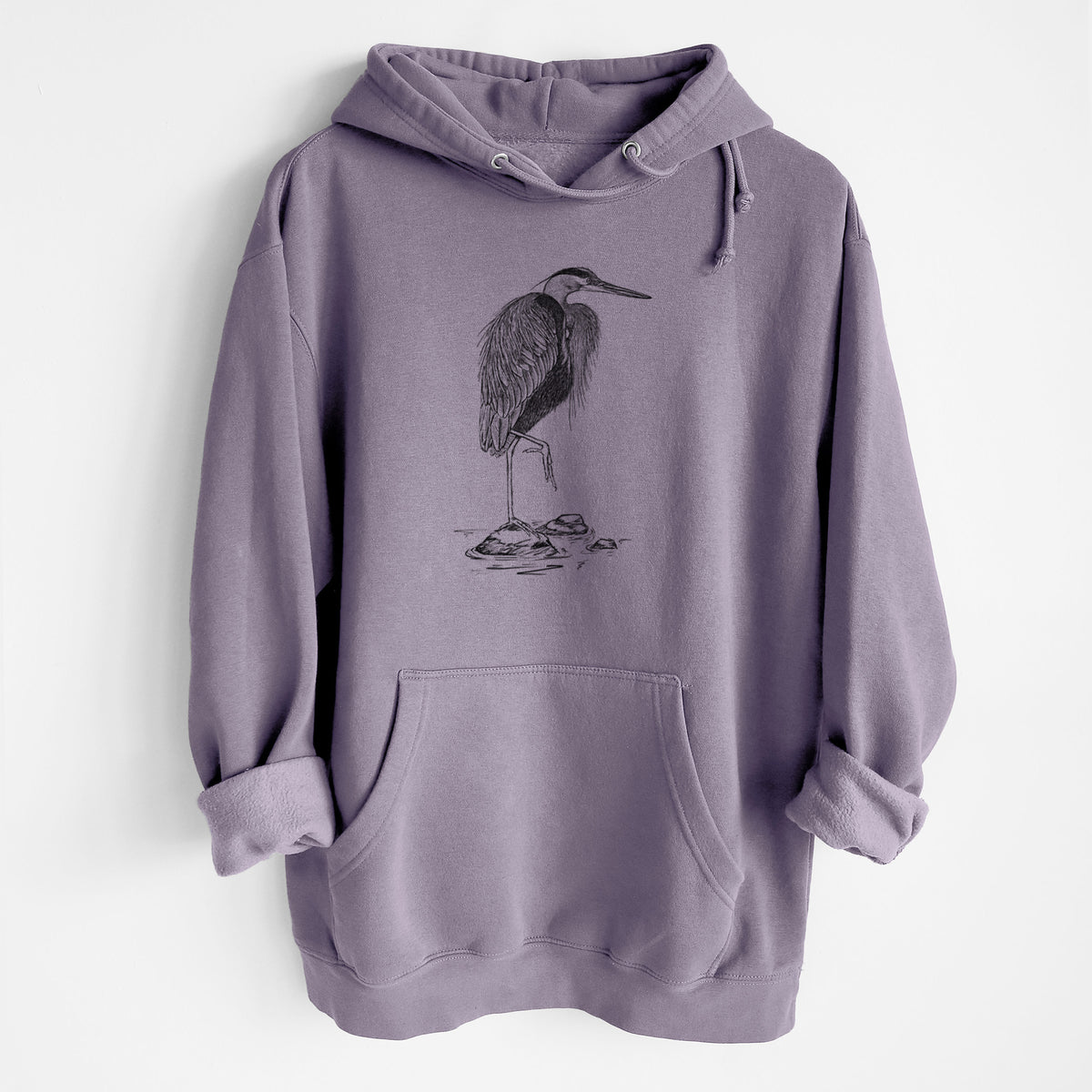 Ardea herodias - Great Blue Heron - Heavyweight Fleece Hoodie
