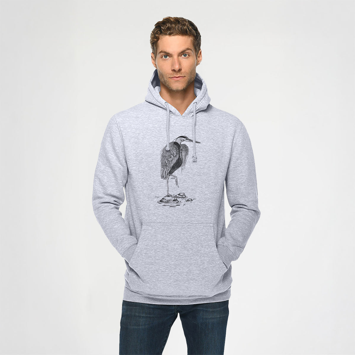 Ardea herodias - Great Blue Heron - Heavyweight Fleece Hoodie