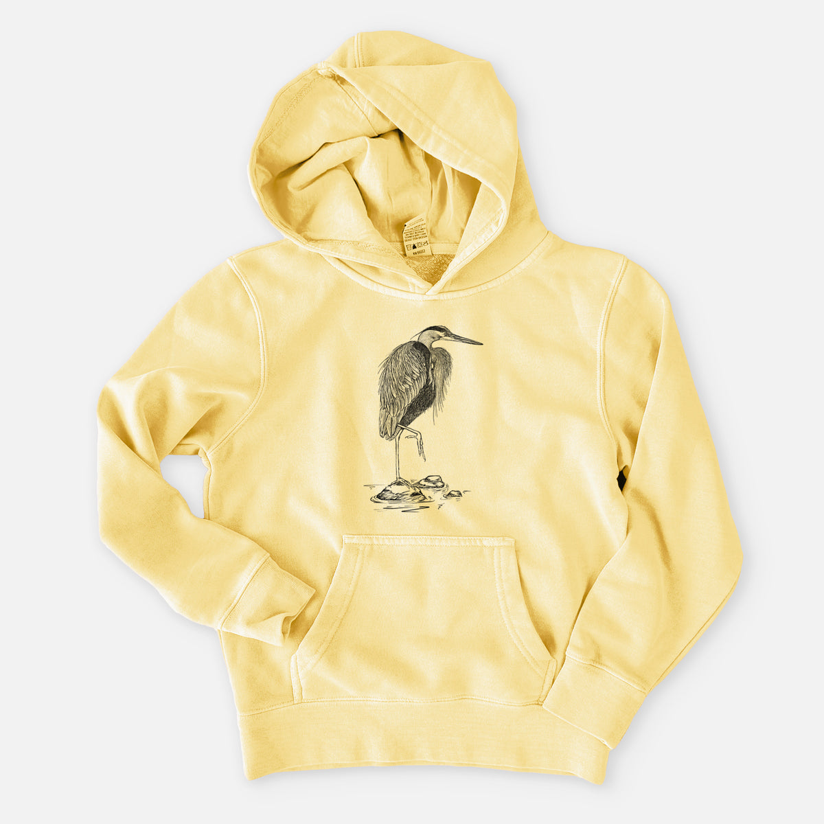 Ardea herodias - Great Blue Heron - Youth Pigment Dyed Hoodie