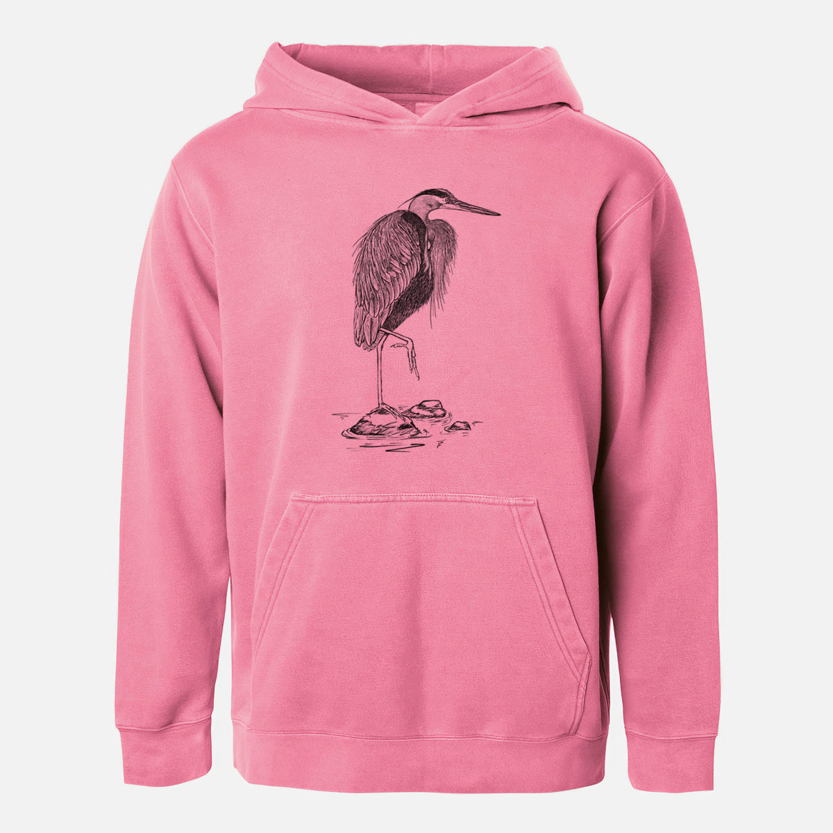 Ardea herodias - Great Blue Heron - Youth Pigment Dyed Hoodie