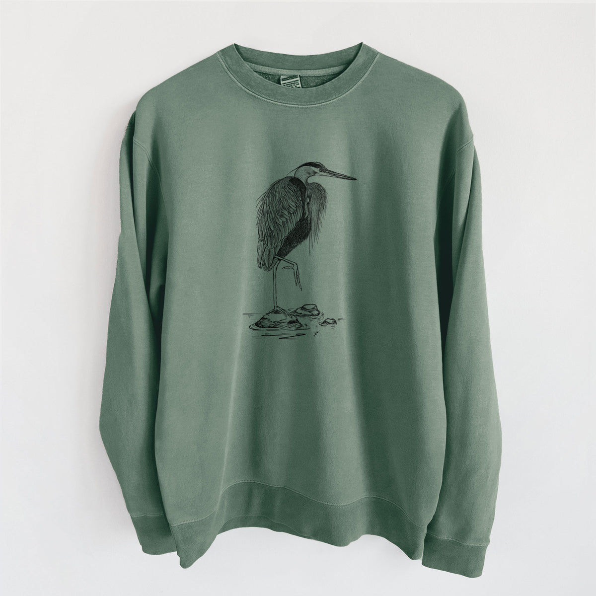 Ardea herodias - Great Blue Heron - Unisex Pigment Dyed Crew Sweatshirt
