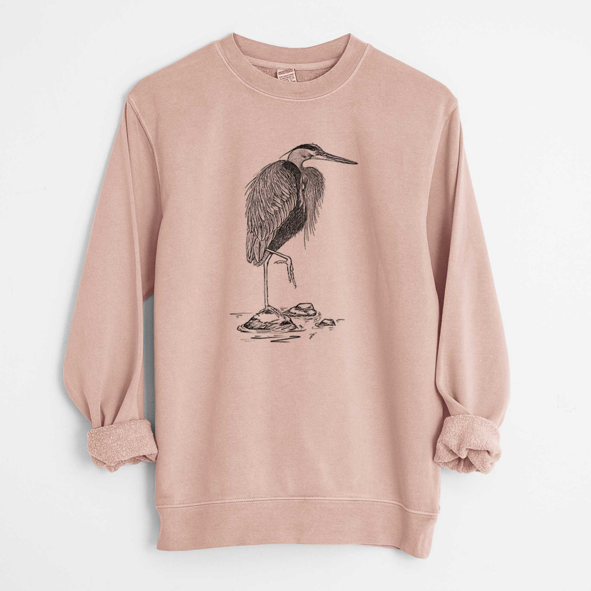 Ardea herodias - Great Blue Heron - Unisex Pigment Dyed Crew Sweatshirt