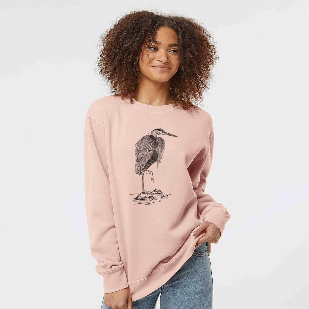 Ardea herodias - Great Blue Heron - Unisex Pigment Dyed Crew Sweatshirt