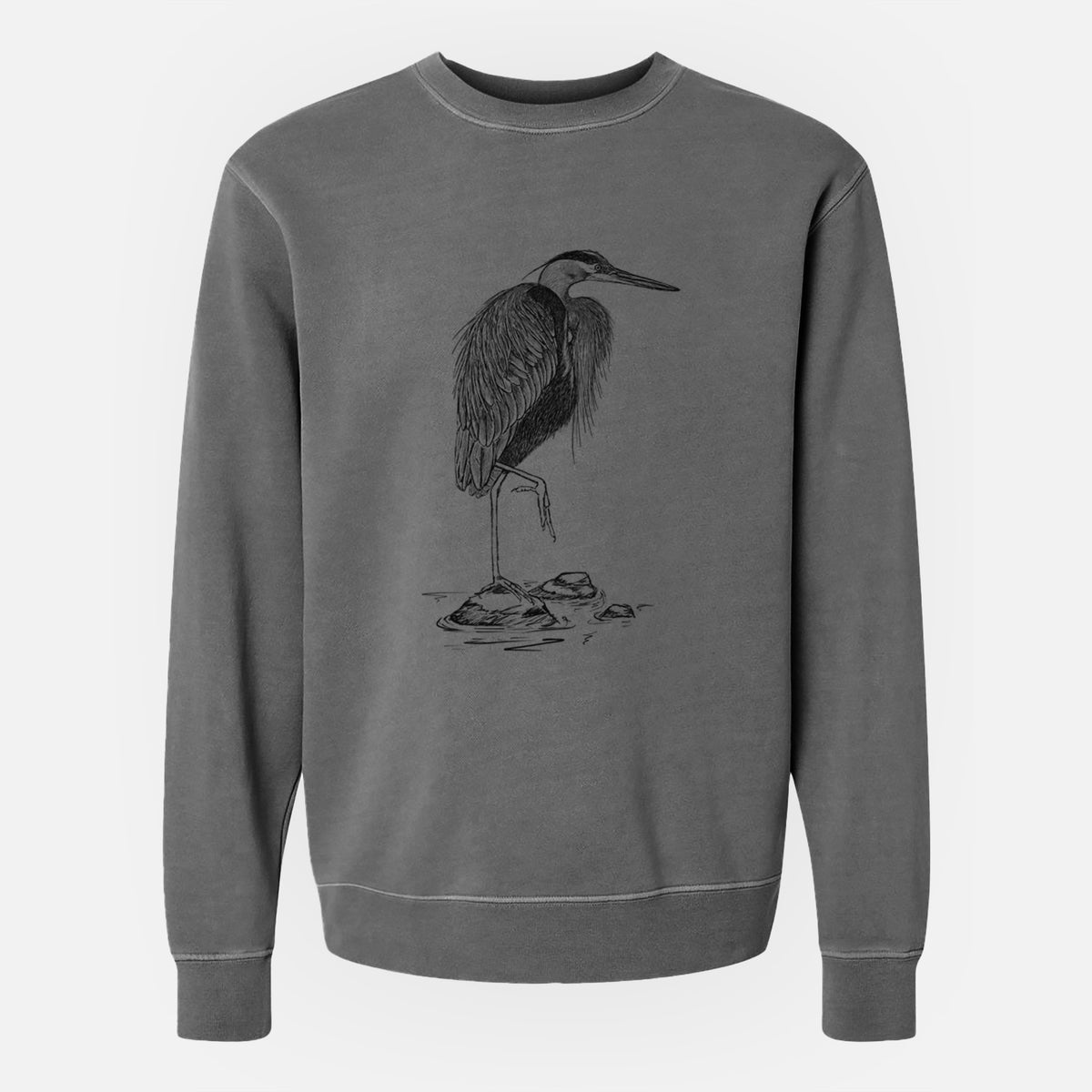 Ardea herodias - Great Blue Heron - Unisex Pigment Dyed Crew Sweatshirt