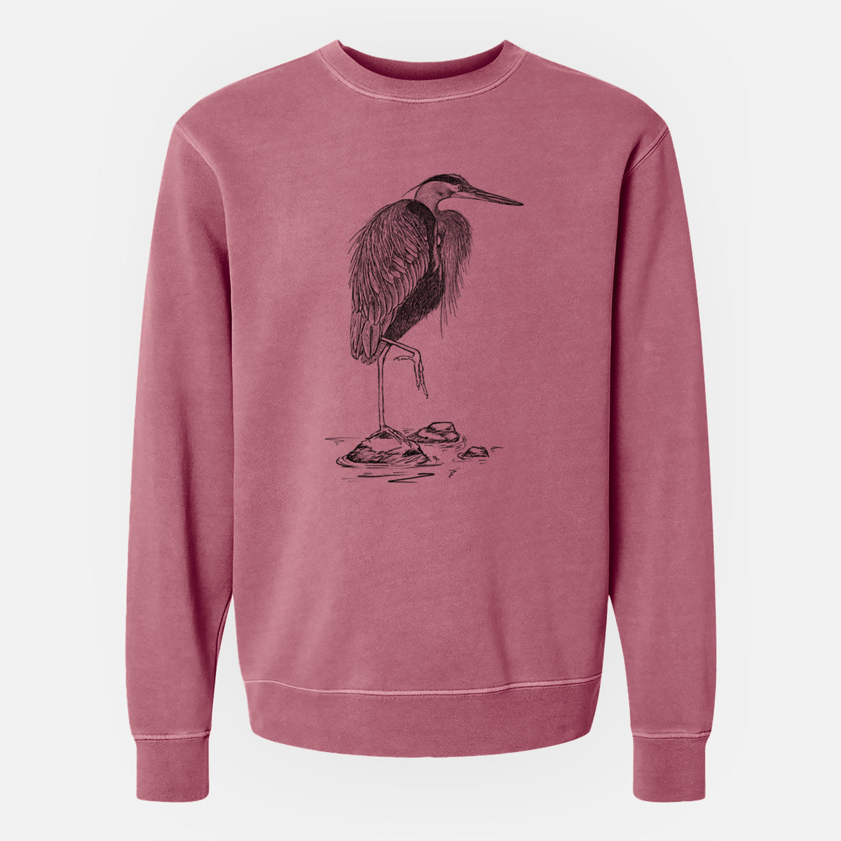 Ardea herodias - Great Blue Heron - Unisex Pigment Dyed Crew Sweatshirt