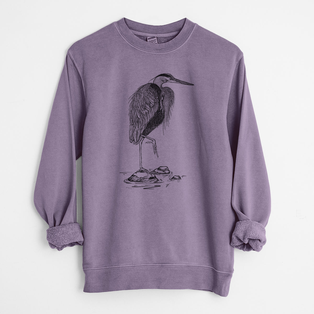 Ardea herodias - Great Blue Heron - Unisex Pigment Dyed Crew Sweatshirt