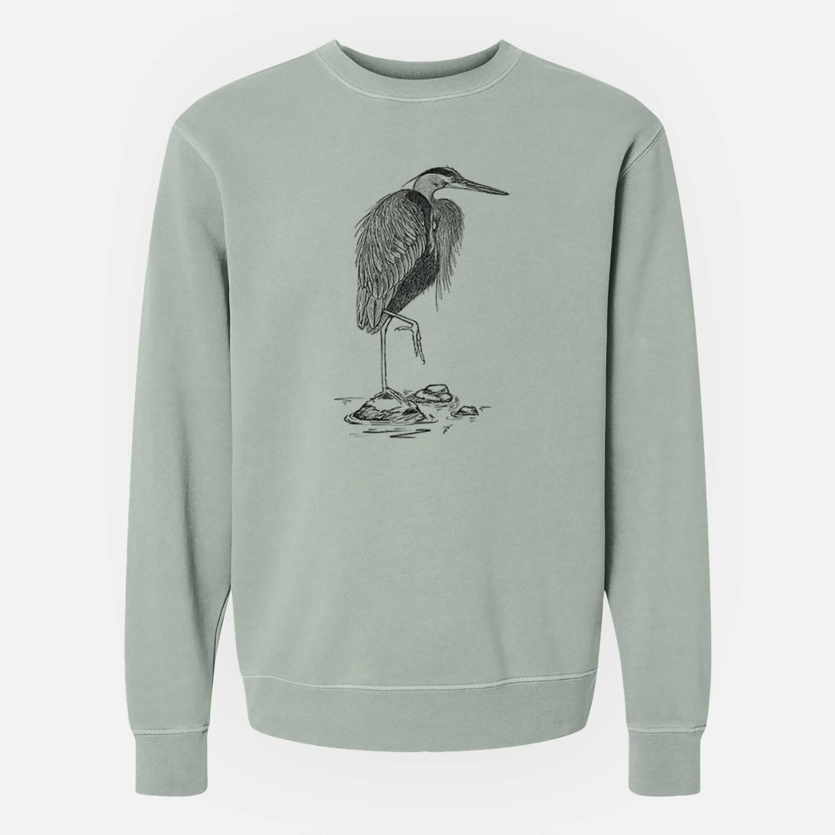 Ardea herodias - Great Blue Heron - Unisex Pigment Dyed Crew Sweatshirt