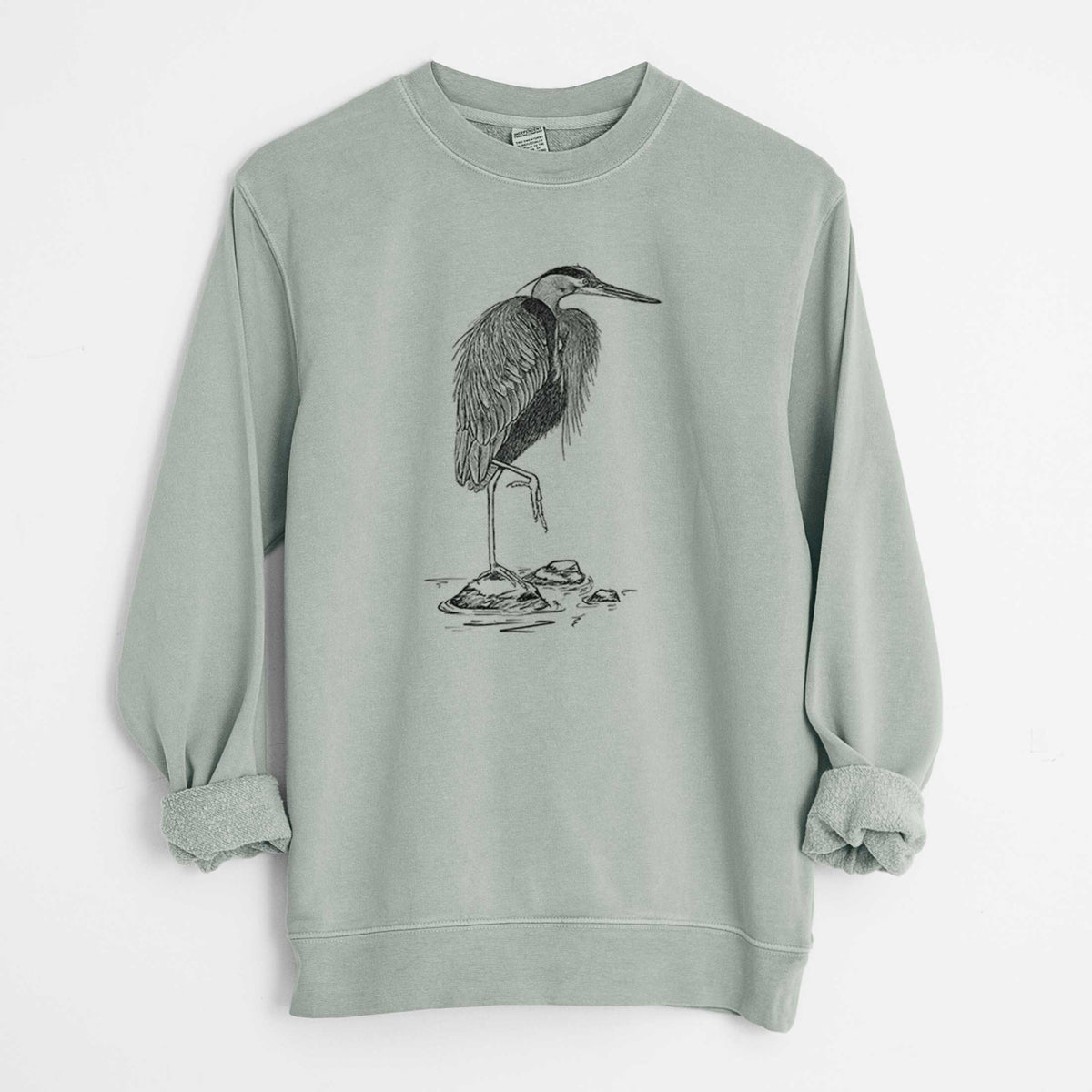 Ardea herodias - Great Blue Heron - Unisex Pigment Dyed Crew Sweatshirt