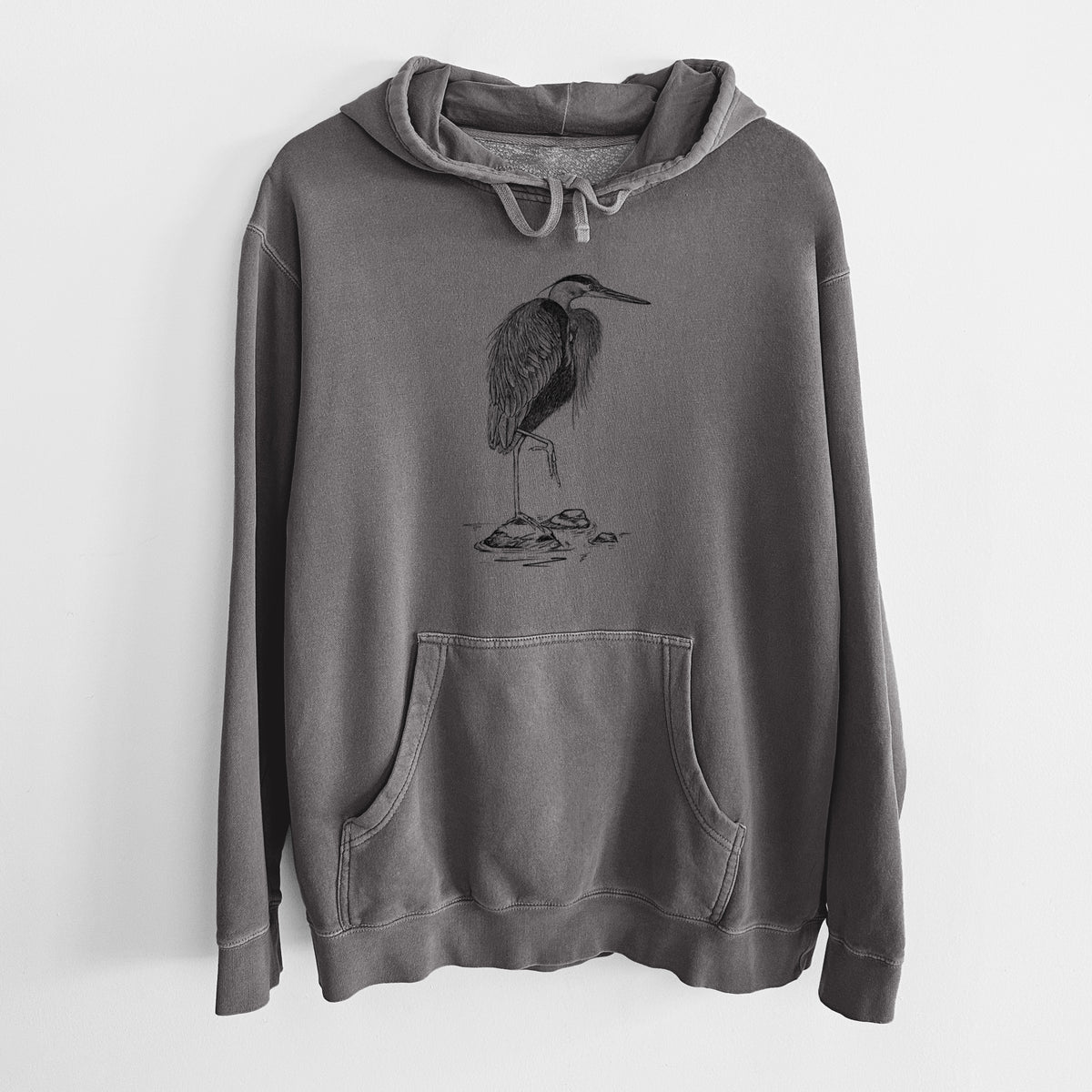 Ardea herodias - Great Blue Heron - Unisex Pigment Dyed Hoodie