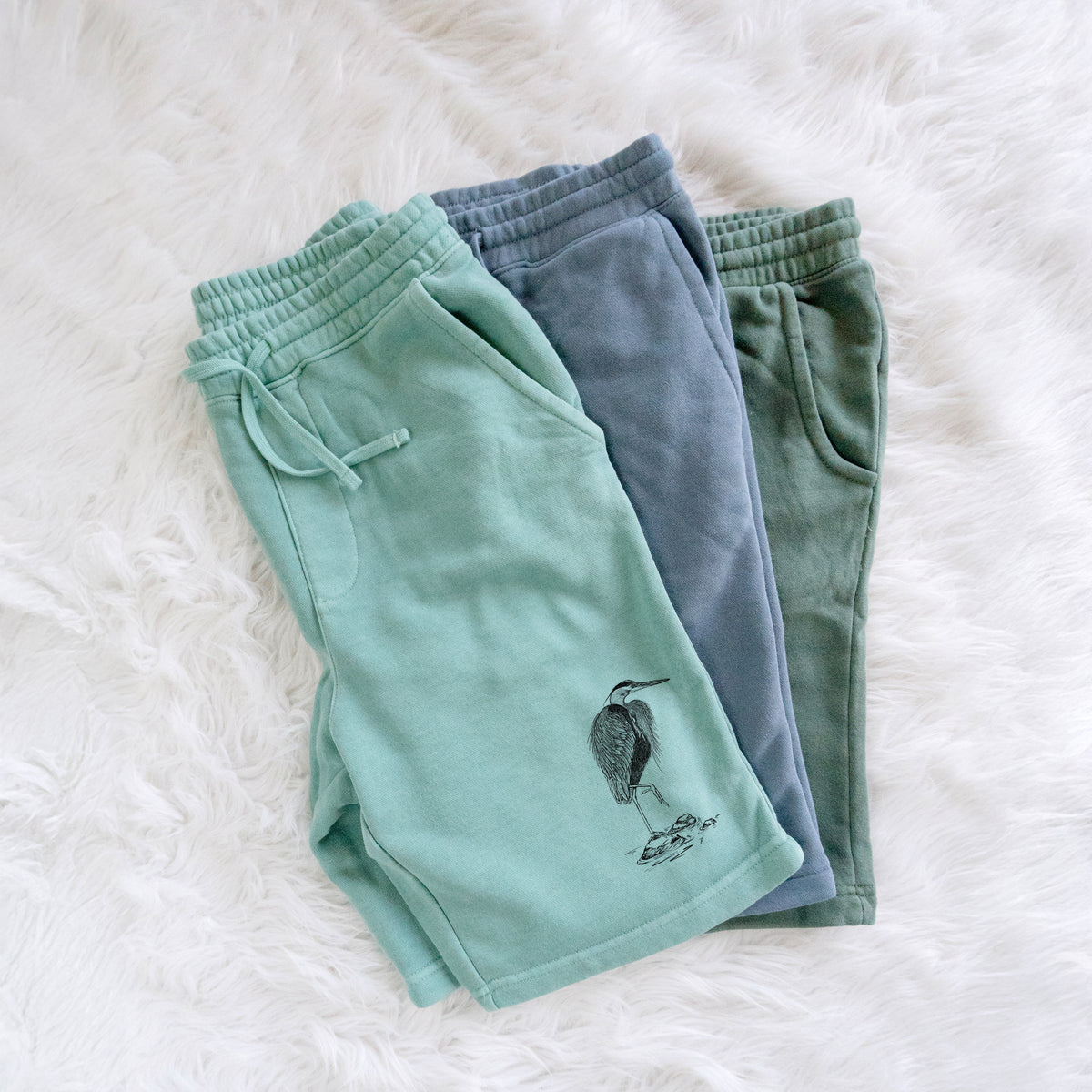 Ardea herodias - Great Blue Heron - Unisex Pigment Dyed Shorts