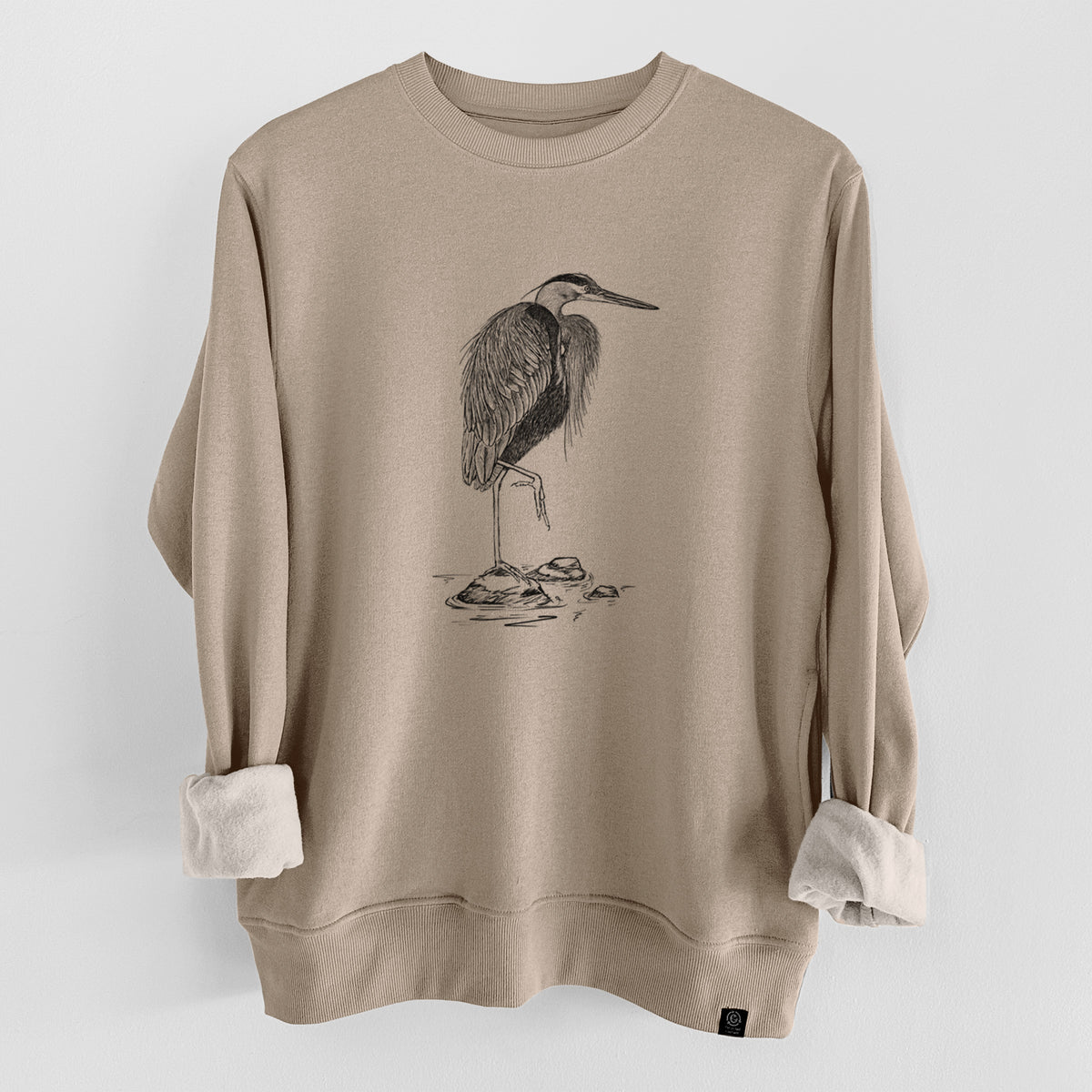 Ardea herodias - Great Blue Heron  - Unisex Reclaimed Crewneck Sweatshirt