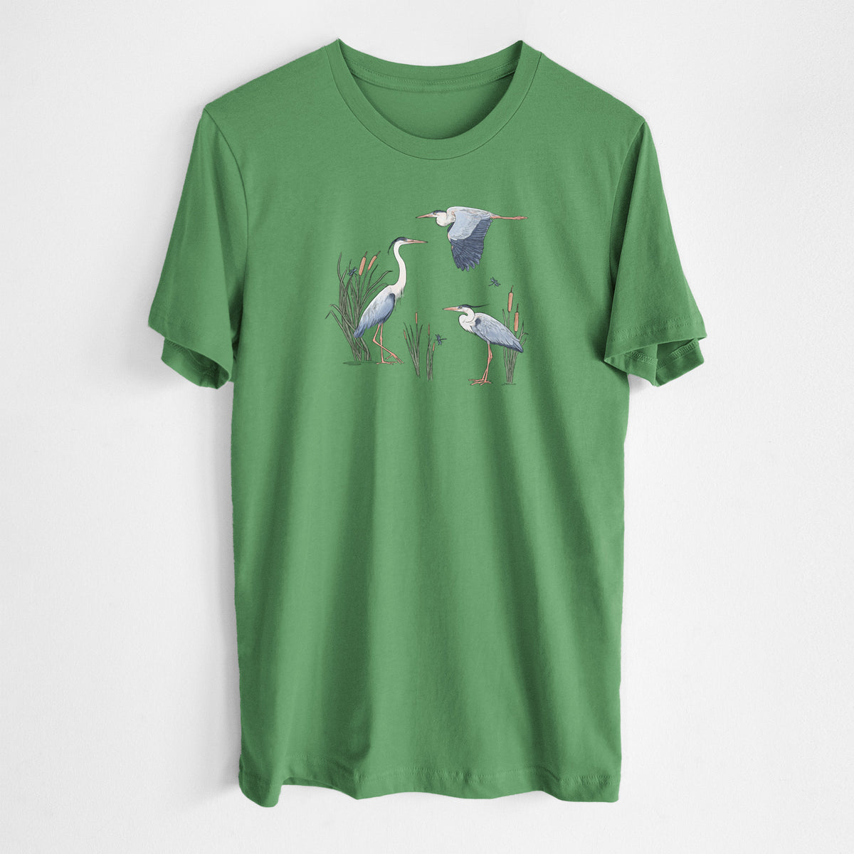 Great Blue Herons in the Cattails - Lightweight 100% Cotton Unisex Crewneck