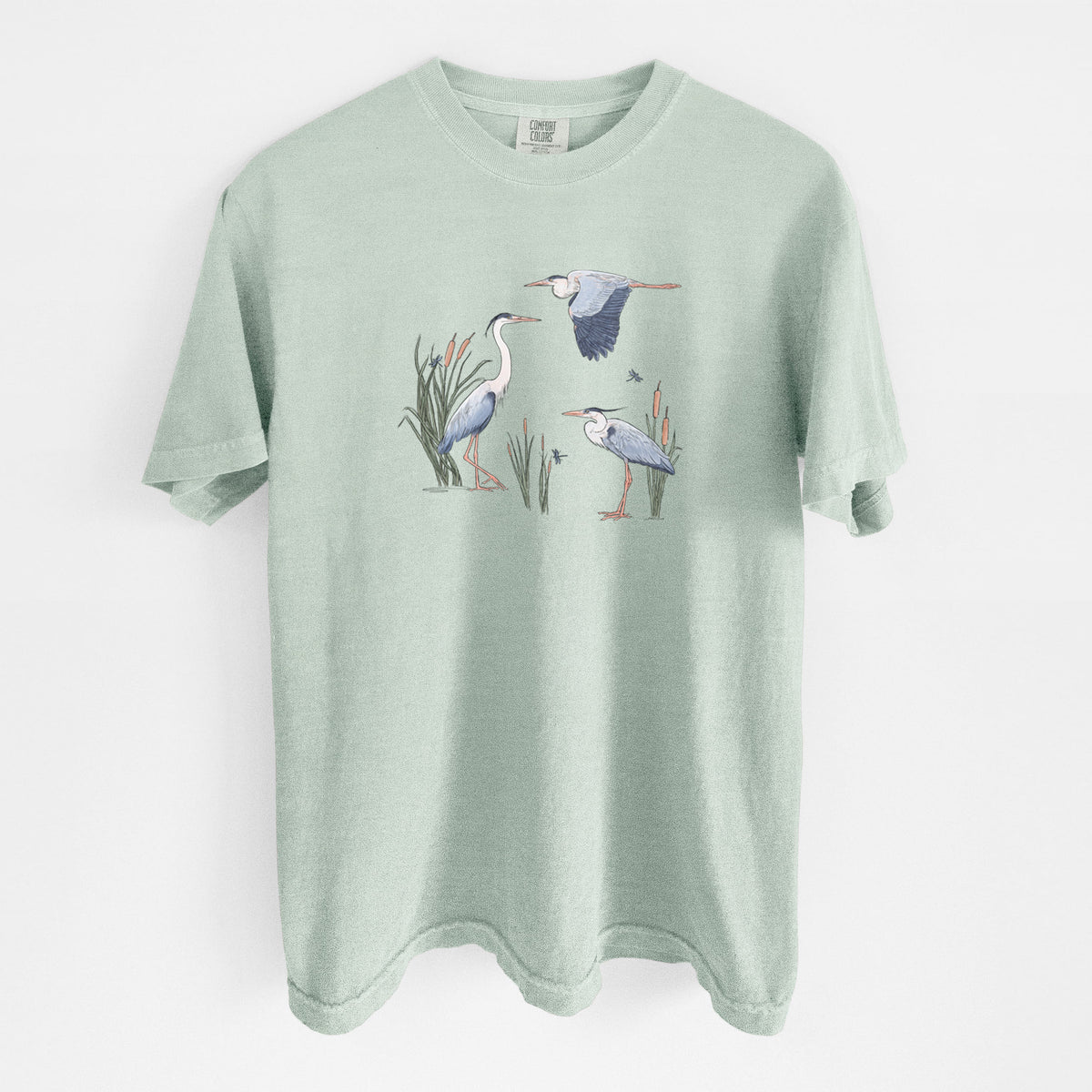Great Blue Herons in the Cattails - Unisex Comfort Colors Garment-Dyed Heavyweight T-shirt