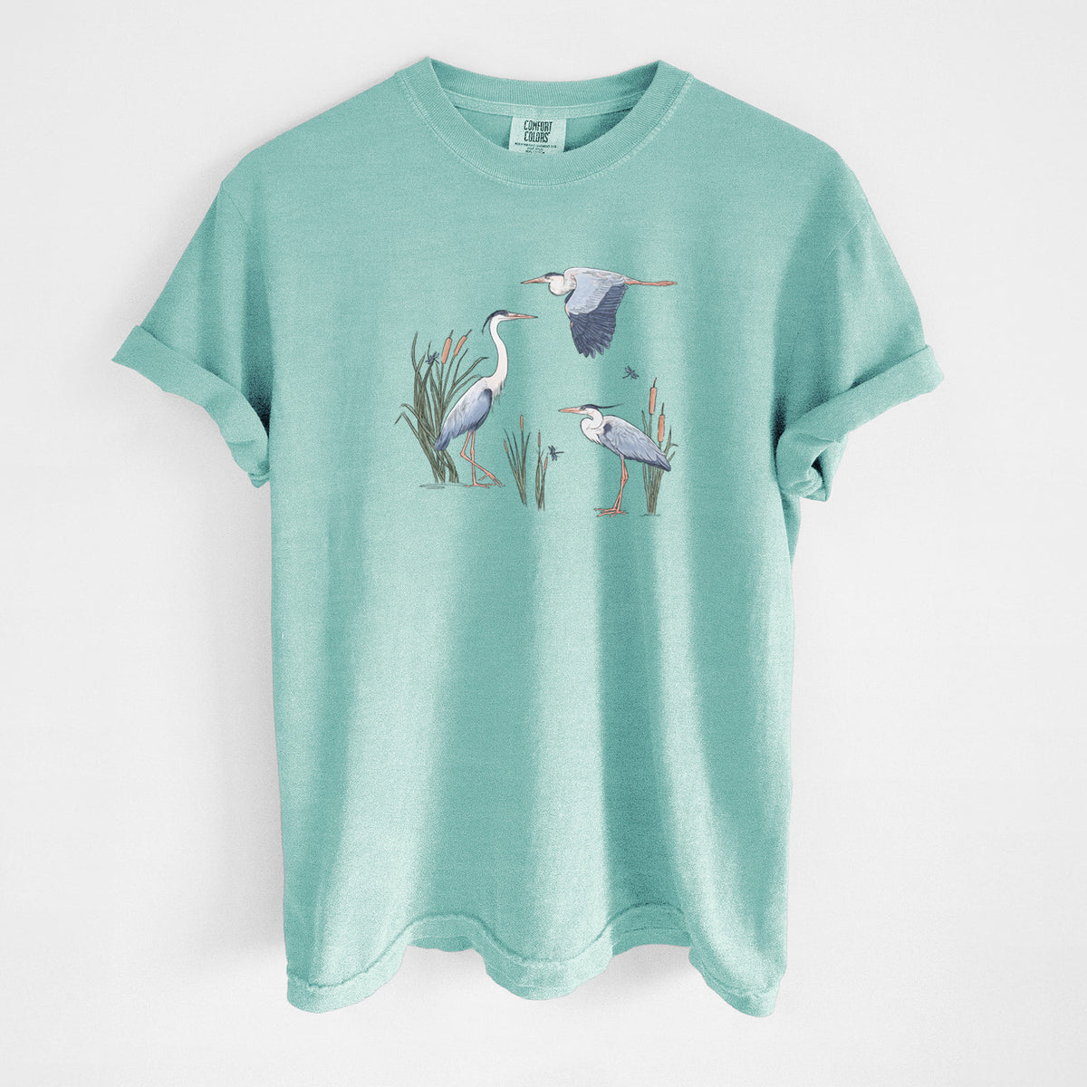 Great Blue Herons in the Cattails - Unisex Comfort Colors Garment-Dyed Heavyweight T-shirt