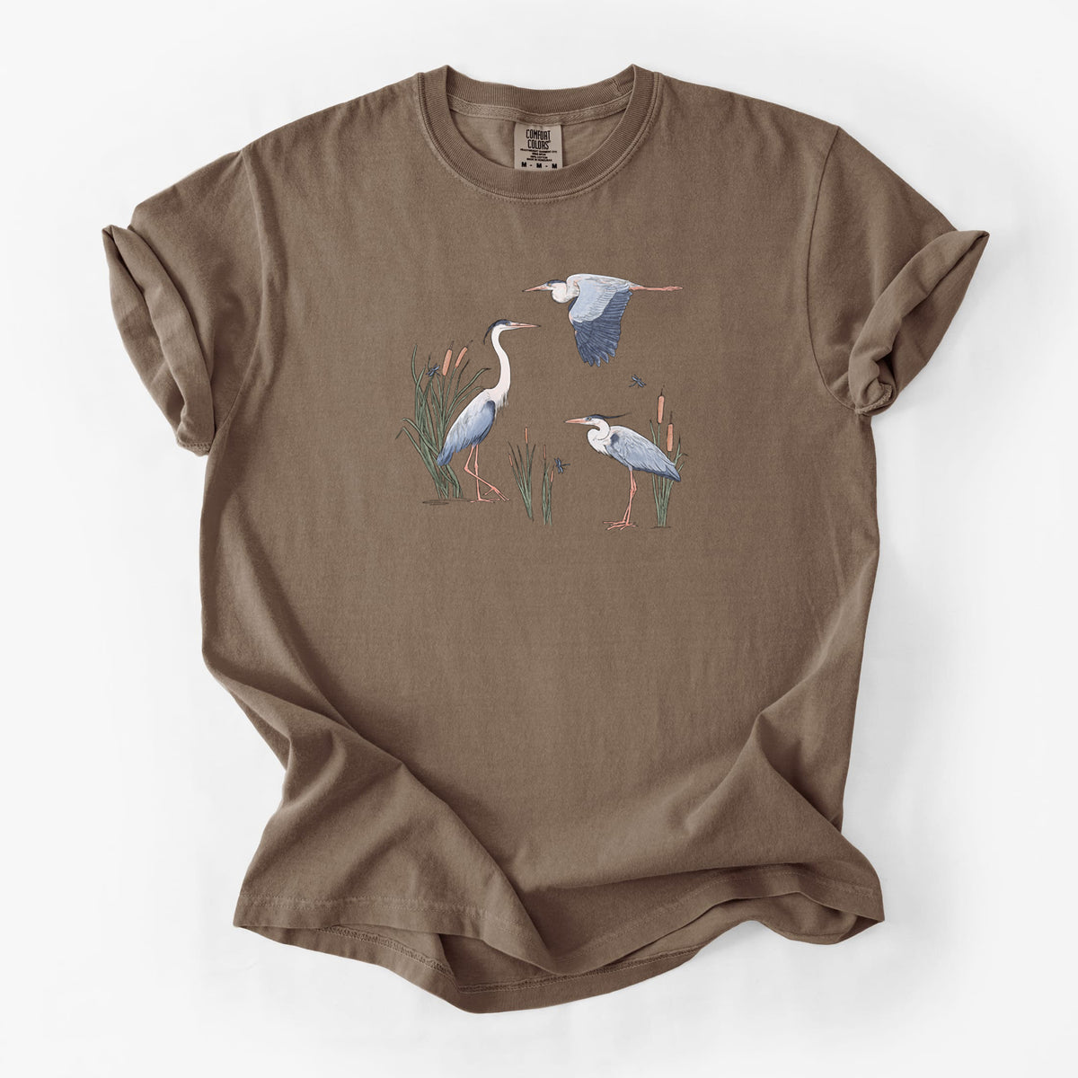 Great Blue Herons in the Cattails - Unisex Comfort Colors Garment-Dyed Heavyweight T-shirt