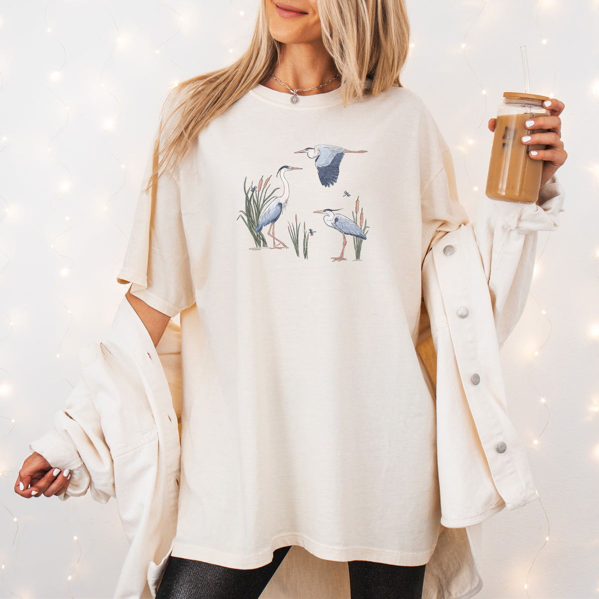 Great Blue Herons in the Cattails - Unisex Comfort Colors Garment-Dyed Heavyweight T-shirt