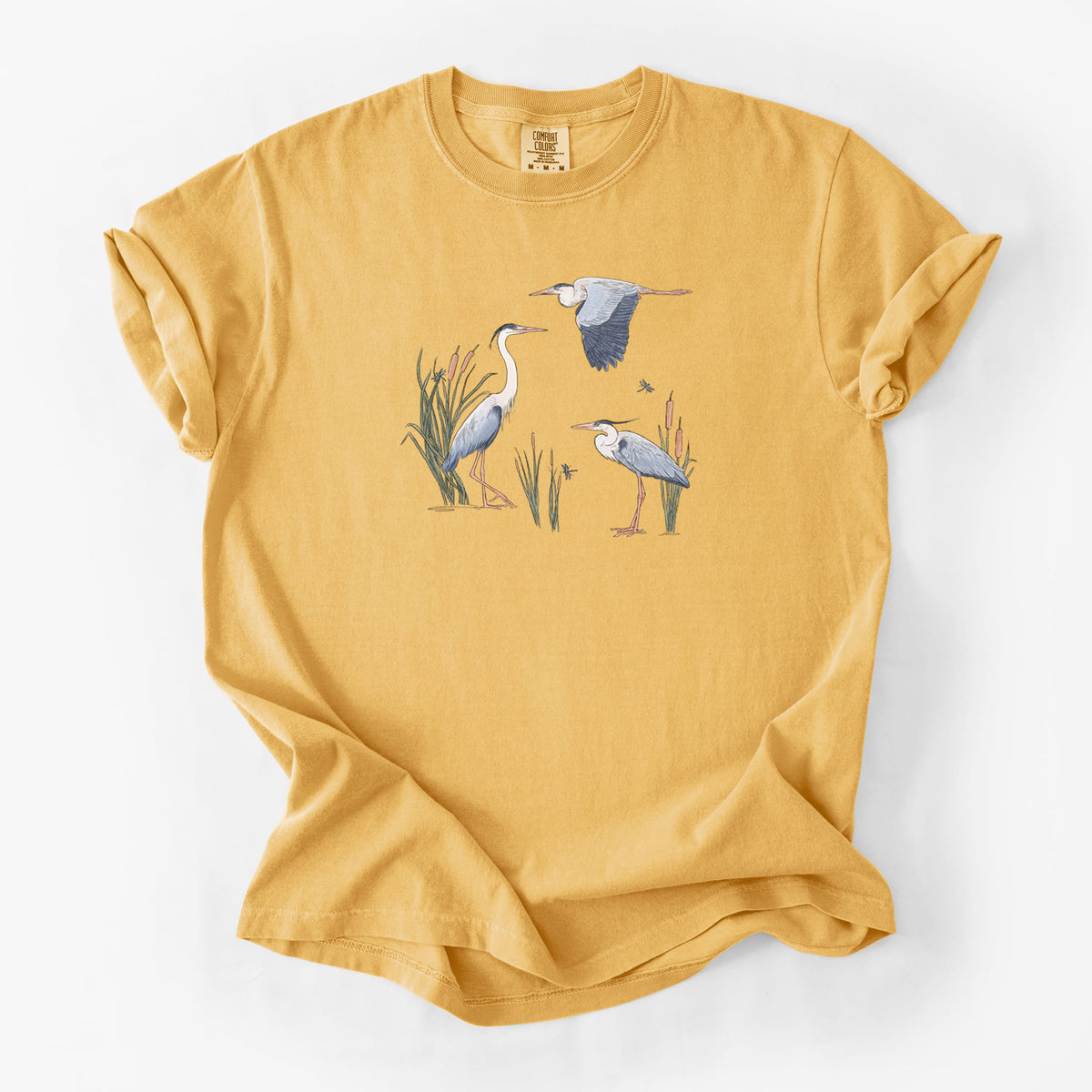 Great Blue Herons in the Cattails - Unisex Comfort Colors Garment-Dyed Heavyweight T-shirt