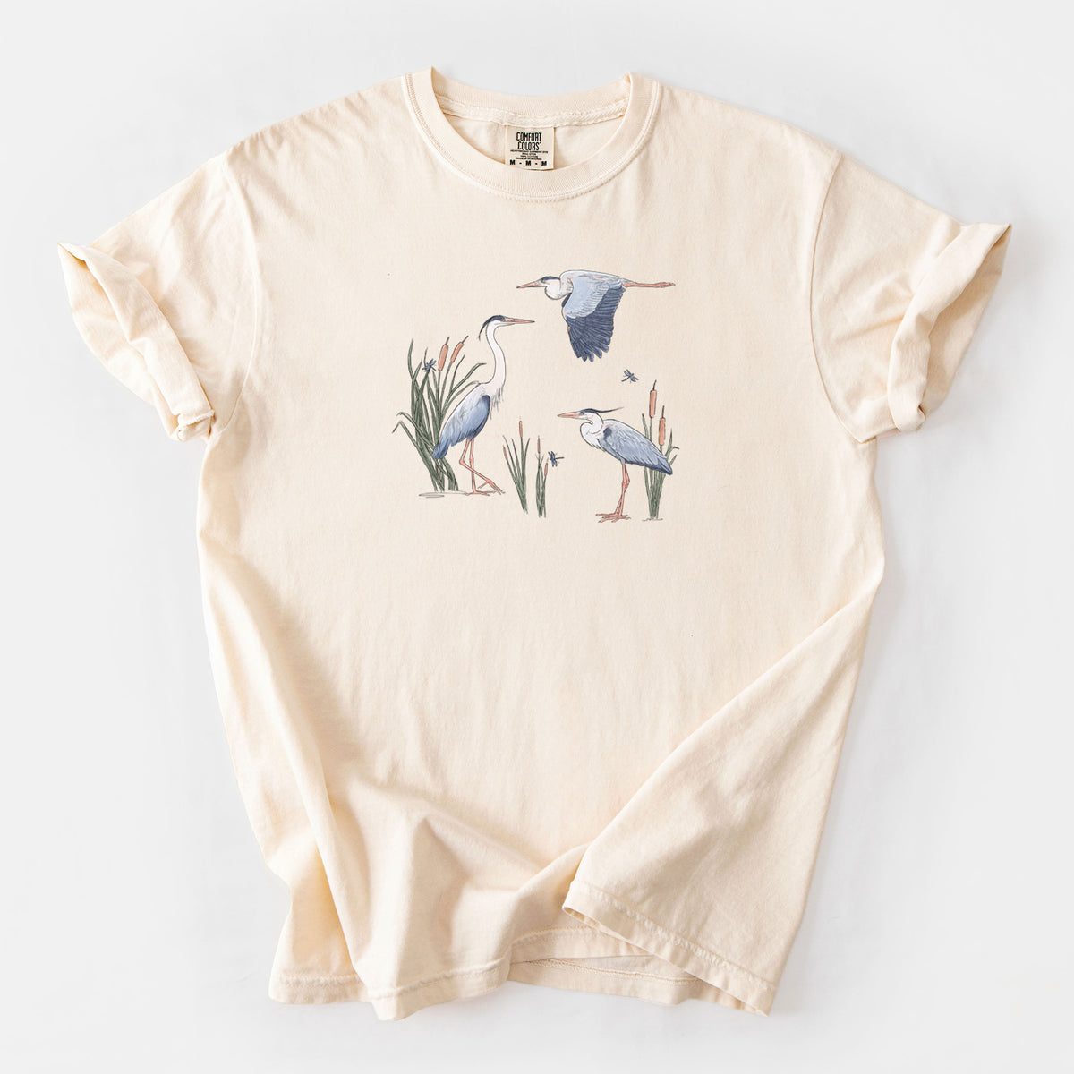 Great Blue Herons in the Cattails - Unisex Comfort Colors Garment-Dyed Heavyweight T-shirt