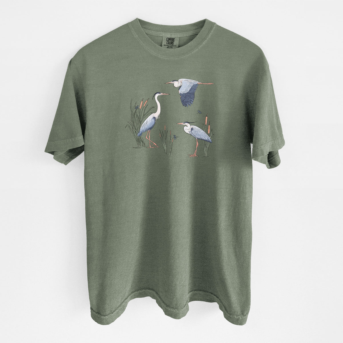 Great Blue Herons in the Cattails - Unisex Comfort Colors Garment-Dyed Heavyweight T-shirt