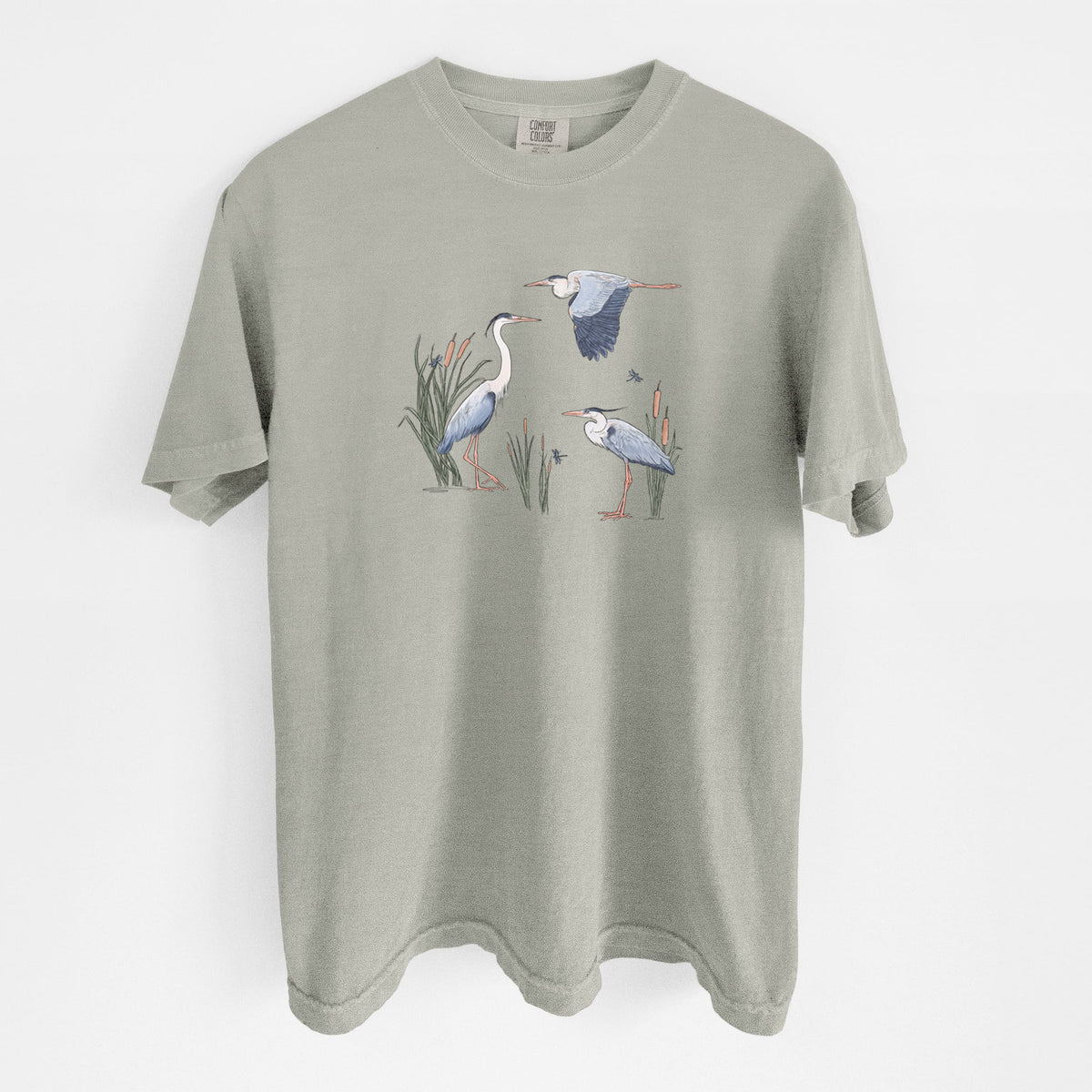 Great Blue Herons in the Cattails - Unisex Comfort Colors Garment-Dyed Heavyweight T-shirt