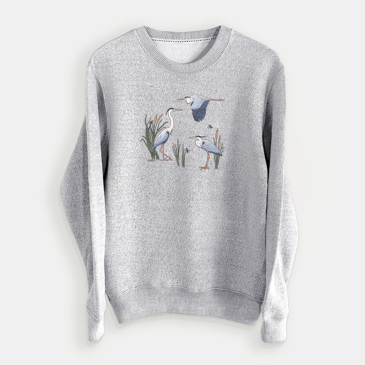 Great Blue Herons in the Cattails - Knit Sweatshirt