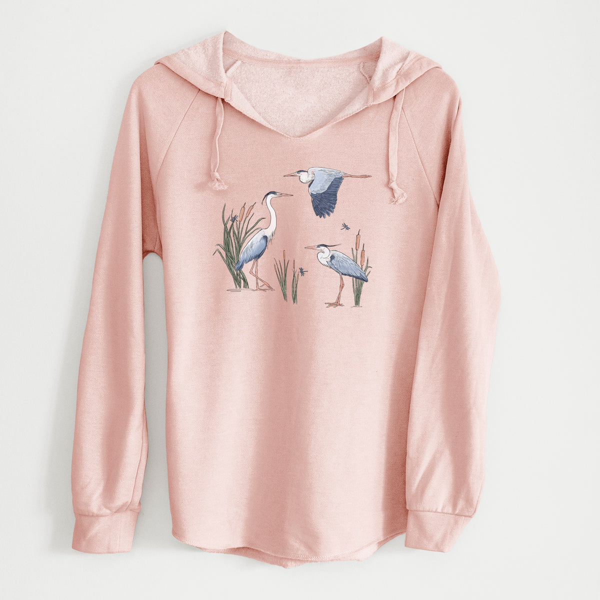 Great Blue Herons in the Cattails - Cali Wave Hooded Sweatshirt