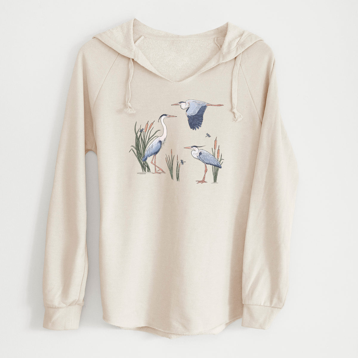 Great Blue Herons in the Cattails - Cali Wave Hooded Sweatshirt