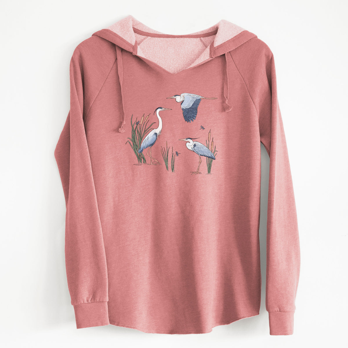Great Blue Herons in the Cattails - Cali Wave Hooded Sweatshirt