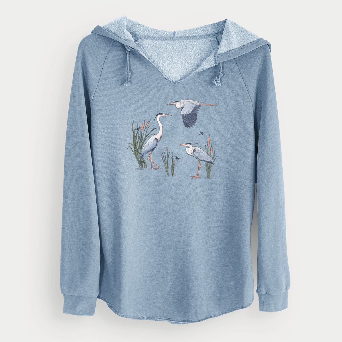 Great Blue Herons in the Cattails - Cali Wave Hooded Sweatshirt