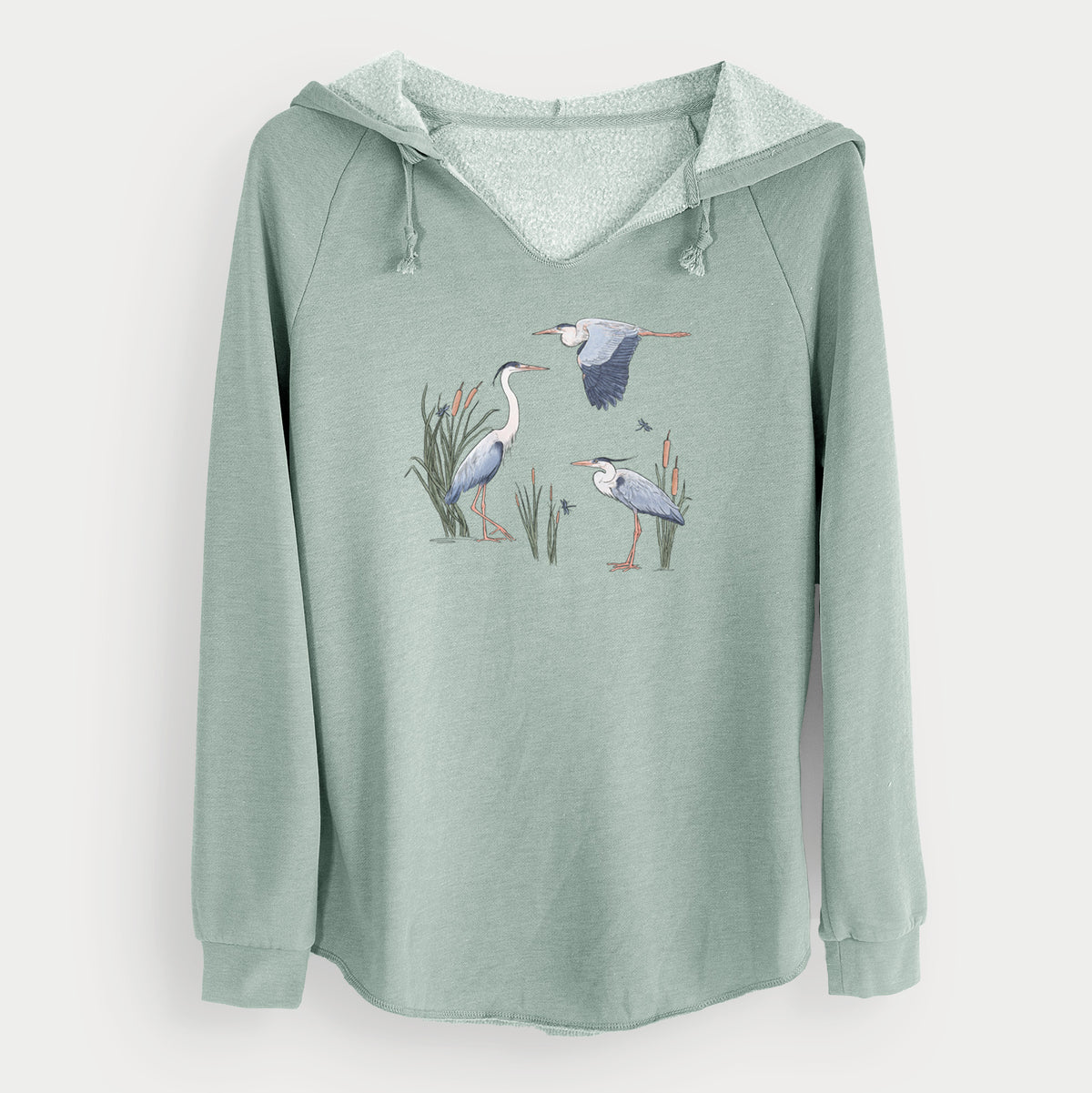 Great Blue Herons in the Cattails - Cali Wave Hooded Sweatshirt