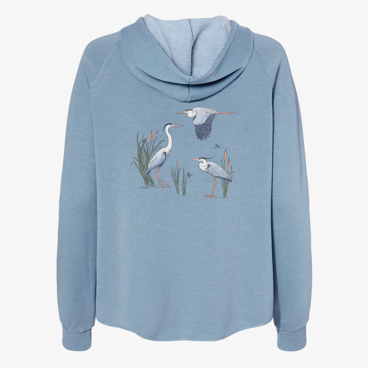 Great Blue Herons in the Cattails - Women's Cali Wave Zip-Up Sweatshirt