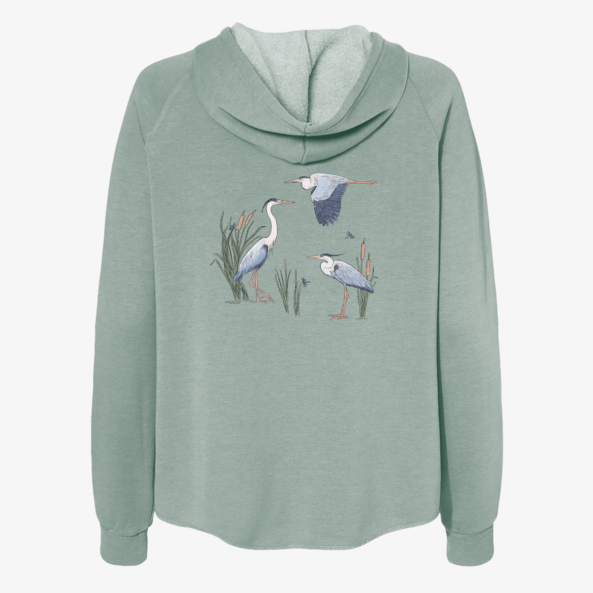 Great Blue Herons in the Cattails - Women's Cali Wave Zip-Up Sweatshirt