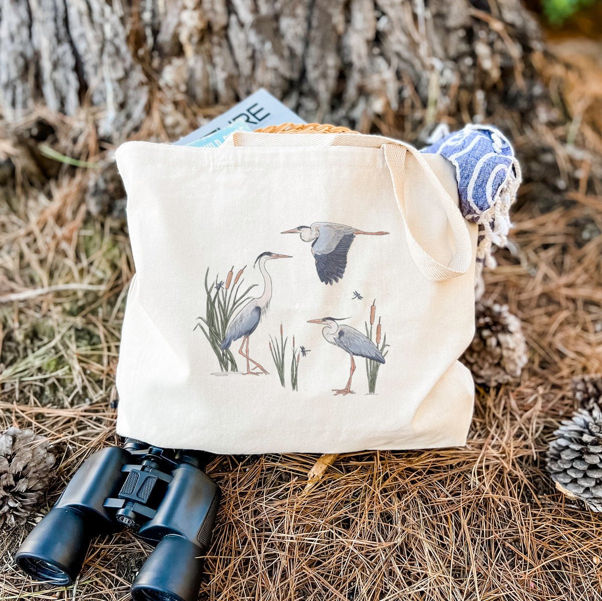 Great Blue Herons in the Cattails - Tote Bag