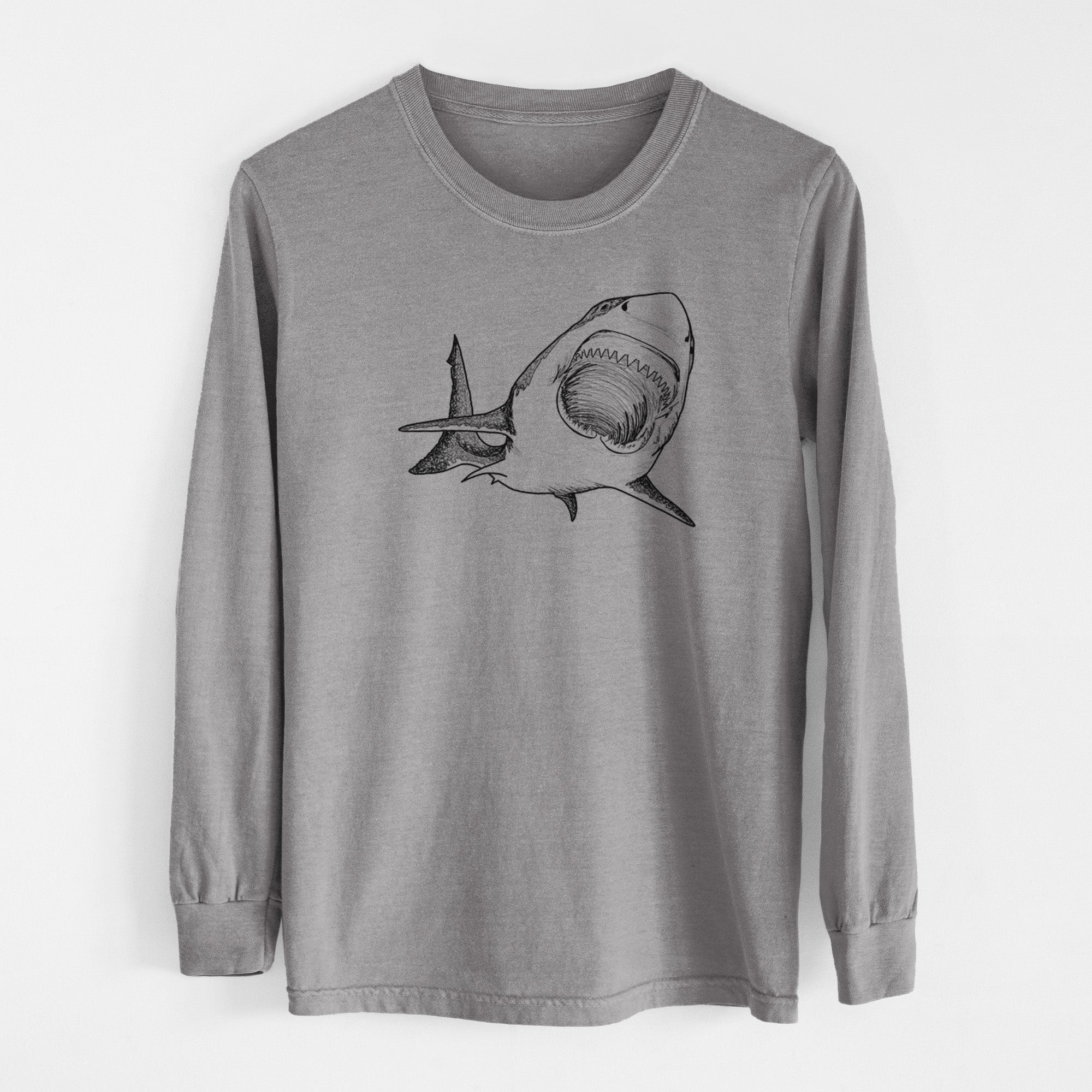 Great White Shark - Men's Heavyweight 100% Cotton Long Sleeve
