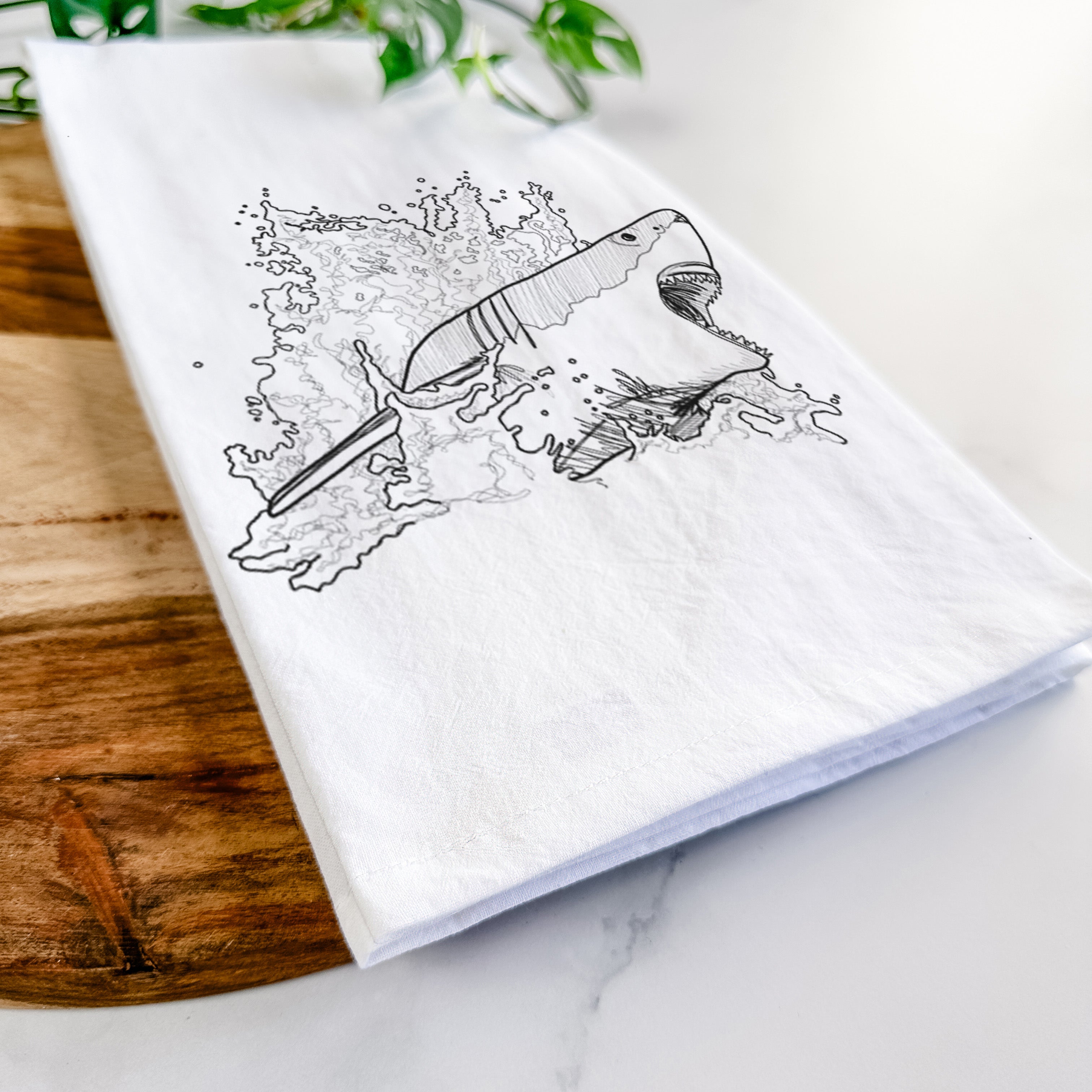 Great White Shark in Water Tea Towel