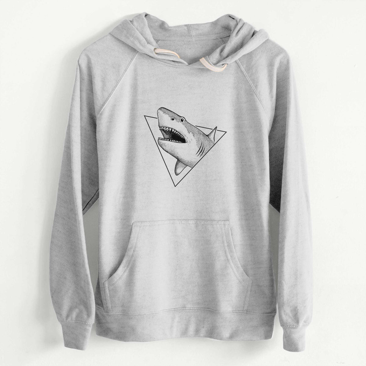 CLEARANCE - Great White Shark Triangle  - Unisex Slim Fit Loopback Terry Hoodie