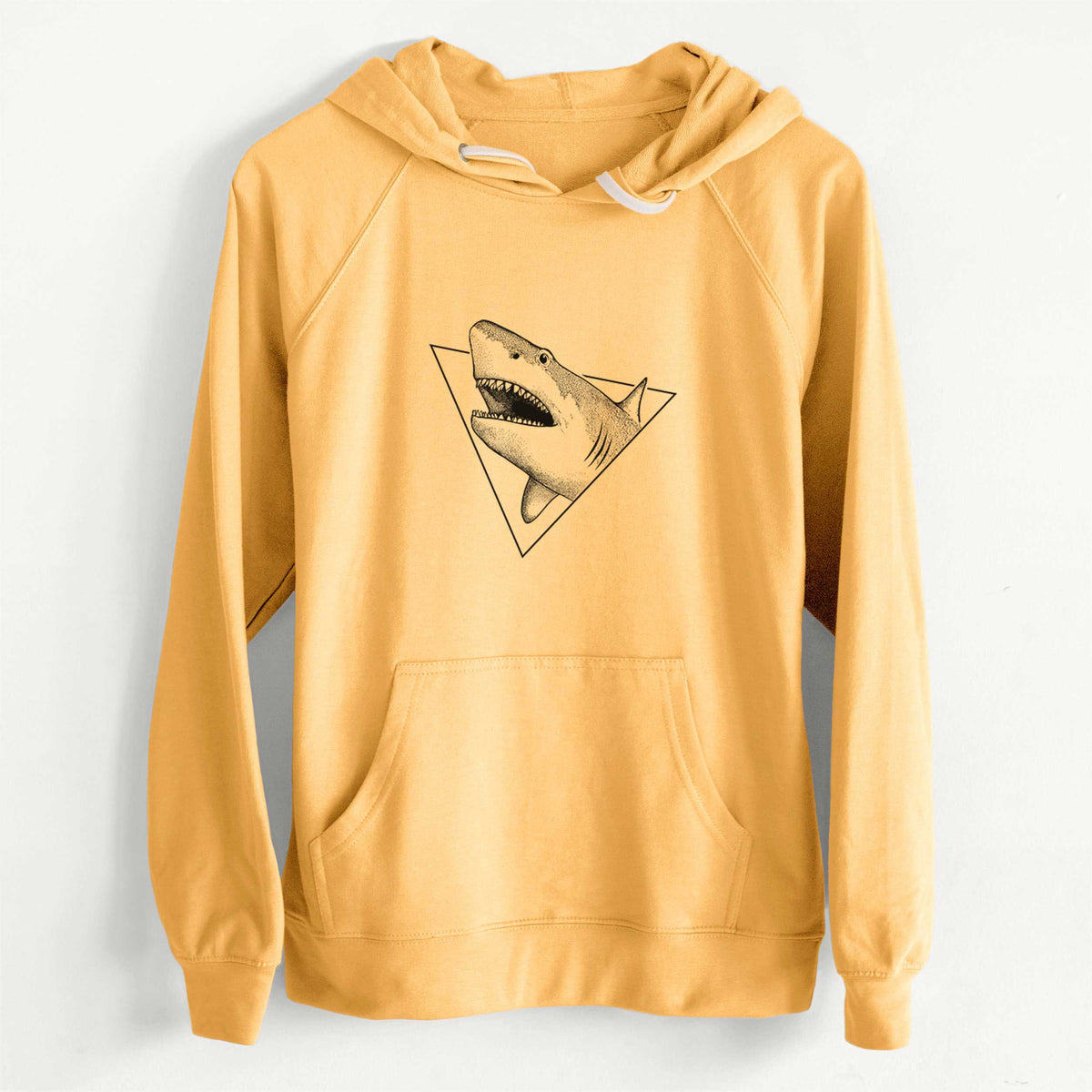 CLEARANCE - Great White Shark Triangle  - Unisex Slim Fit Loopback Terry Hoodie