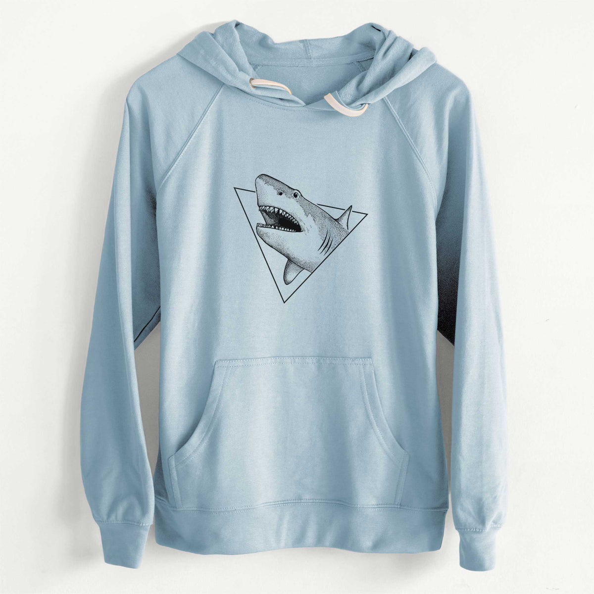 CLEARANCE - Great White Shark Triangle  - Unisex Slim Fit Loopback Terry Hoodie