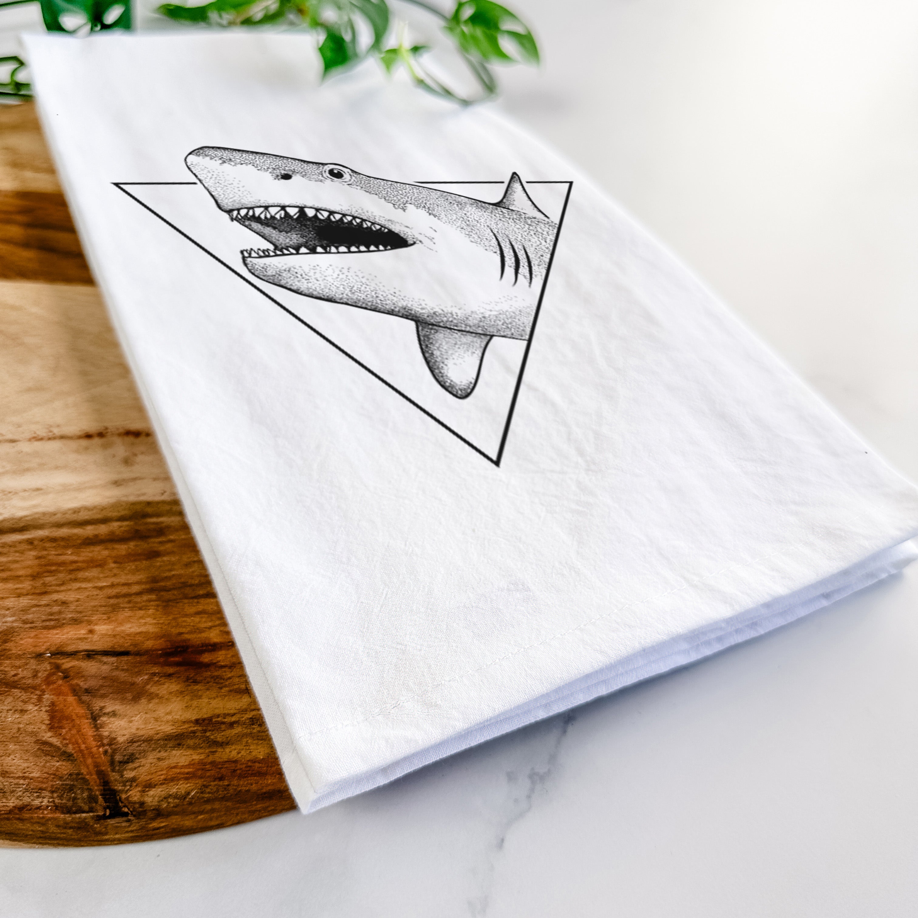Great White Shark Triangle Tea Towel