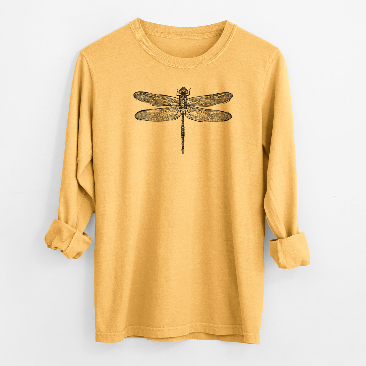 Anax Junius - Green Darner Dragonfly - Men&#39;s Heavyweight 100% Cotton Long Sleeve