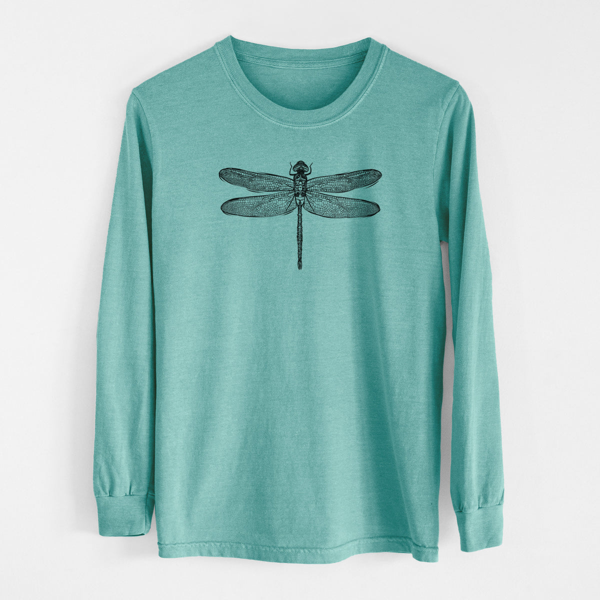 Anax Junius - Green Darner Dragonfly - Men&#39;s Heavyweight 100% Cotton Long Sleeve