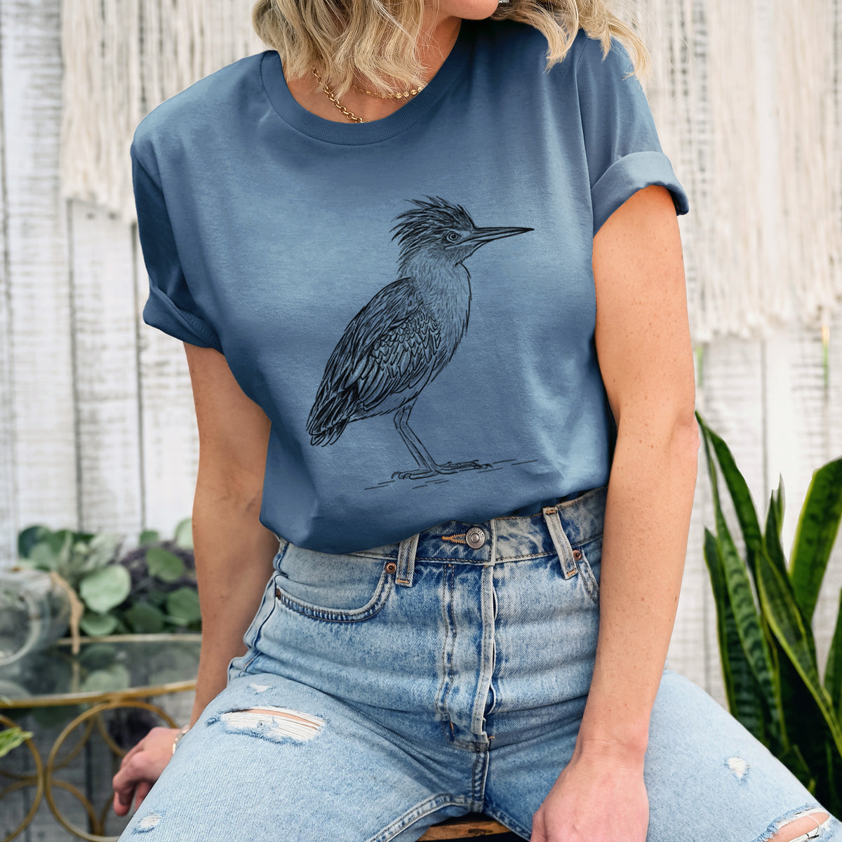 Green Heron - Butorides virescens - Lightweight 100% Cotton Unisex Crewneck