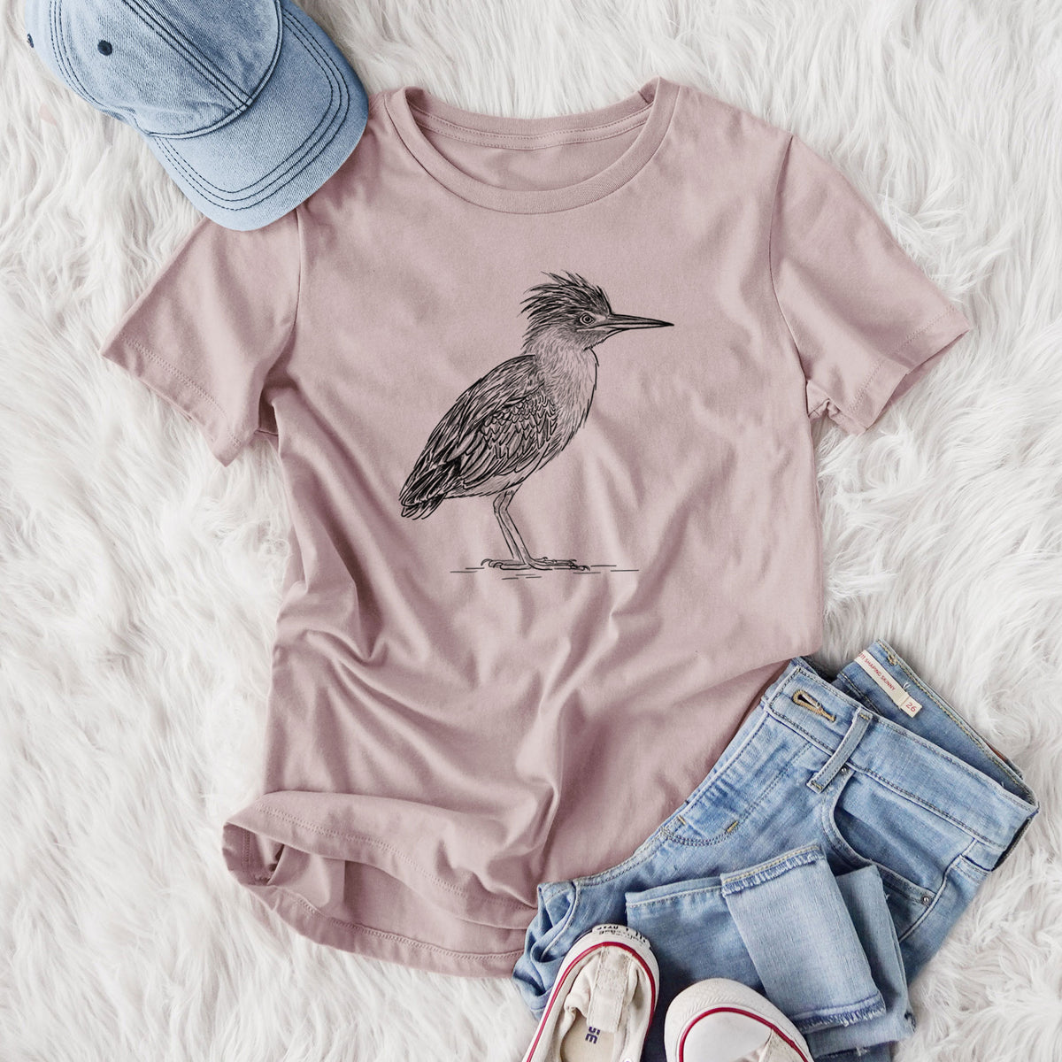 Green Heron - Butorides virescens - Women's Lightweight Relaxed Fit 100% Cotton Crewneck