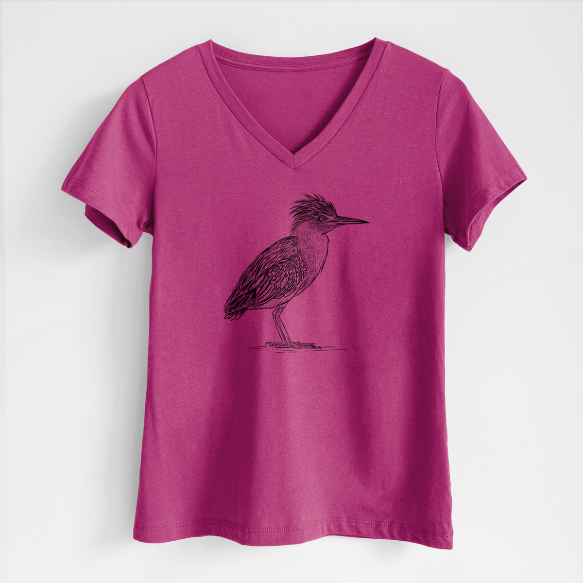Green Heron - Butorides virescens - Women's Lightweight Relaxed Fit 100% Cotton V-neck