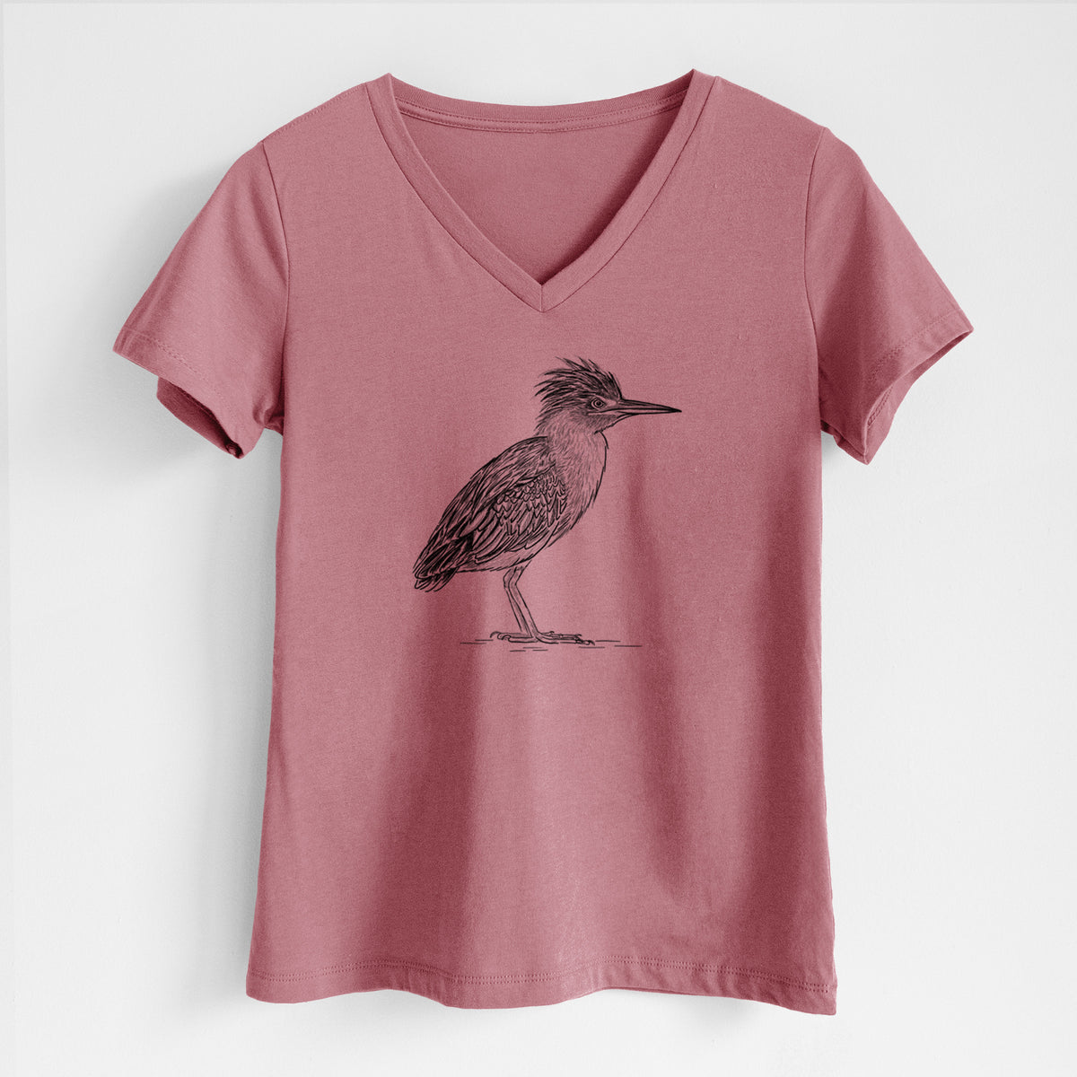 Green Heron - Butorides virescens - Women's Lightweight Relaxed Fit 100% Cotton V-neck