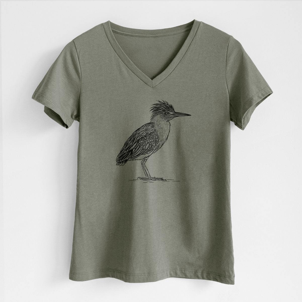 Green Heron - Butorides virescens - Women's Lightweight Relaxed Fit 100% Cotton V-neck